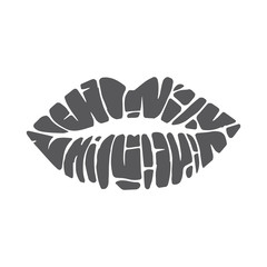 icons of female lips print. Vector Illustration