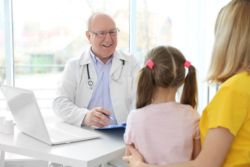 Little girl with mother at doctor's office
