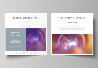 Fototapeta premium Business templates for square brochure, magazine, flyer, booklet, report. Leaflet cover, abstract flat layout, easy editable vector. Bright color colorful design, beautiful futuristic background.