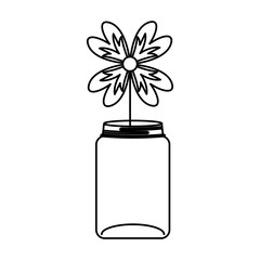 mason jar with flowers isolated icon vector illustration design
