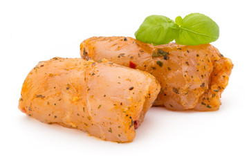 Chiken meat rolls isolated on the white background.