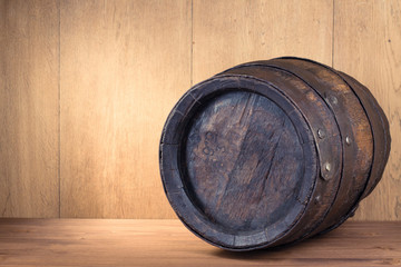 Old vintage oak wooden barrel