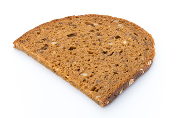 Slices of rye bread isolated on white background.