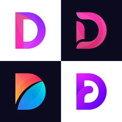 Set of letter D logo icon signs flat design.