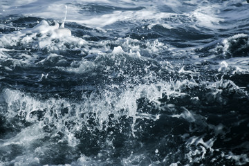 Big stormy ocean wave. Blue water background