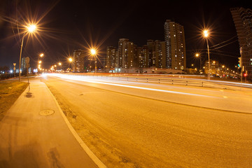 Fototapeta na wymiar light in the night road