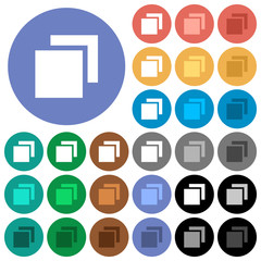 Overlapping elements round flat multi colored icons