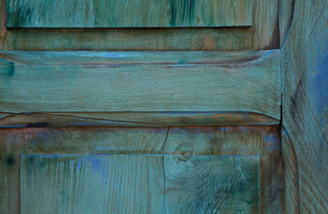 Fototapeta premium Background of blue wood door in close up