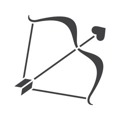 Cupid's bow and arrow glyph icon