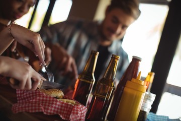 Friends having burger together