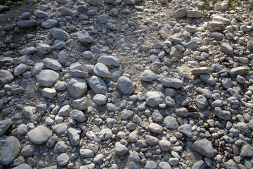 White gravel stones background.