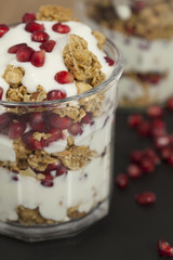 Yogurt and Granola Parfait with Pomegranate Seeds and Almond Yogurt