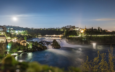 Moonrise over Rhine Falls