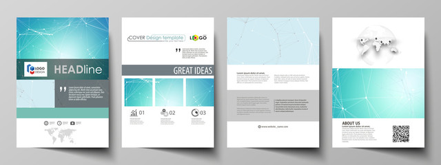 The vector illustration of the editable layout of A4 format covers design templates for brochure, magazine, flyer, booklet, report. Futuristic high tech background, dig data technology concept.