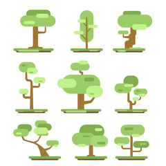 Set of different trees. Sprites for the game. vector flat forests illustrations isolated on white background.