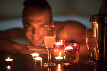 man relaxing in the jacuzzi