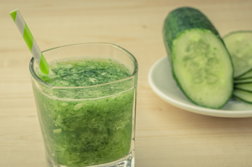 vegetarian smoothie from a cucumber top view/vegetarian smoothie from a cucumber