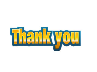 Thank you Text for Title or Headline. In 3D Fancy Fun and Futuristic style

