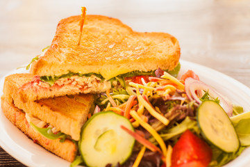 turkey brie melt with garden salad