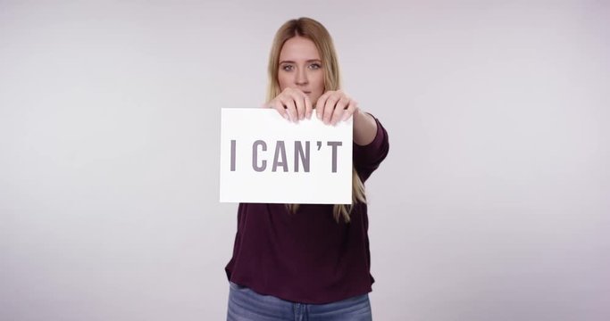 Caucasian girl shows positive attitude