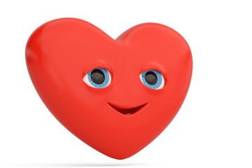 Smile heart emoticon  with heart emoji.3D illustration.