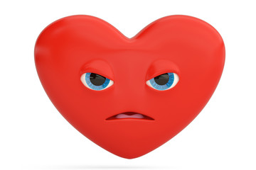 Angry face heart emoticon  with heart emoji.3D illustration.