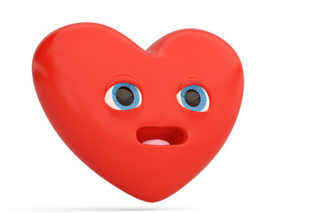 Surprised heart emoticon  with heart emoji.3D illustration.