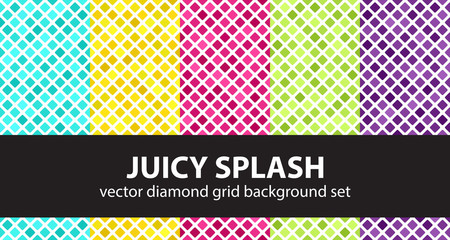 Diamond pattern set "Juicy Splash". Vector seamless backgrounds