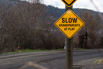 Slow Grandparents At Play Caution Sign