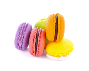 Macaroons on white background
