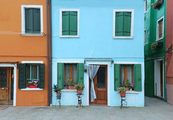 Fototapeta na wymiar Houses with colorful facades