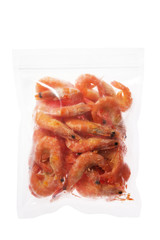 Boiled shrimp in plastic bag