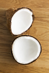 Coconut on table prepared for coconut milk