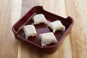 Fish dumpling in tray for shabushabu