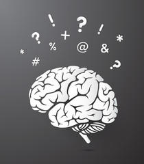 Brain paper art style illustration,vector design element eps10 illustration