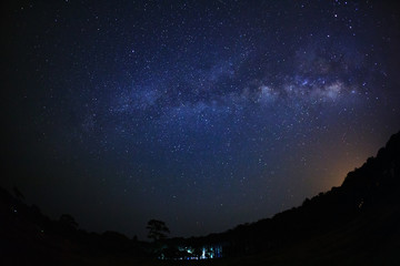 Milky way galaxy with stars and space dust in the universe, Long exposure photograph, with grain.