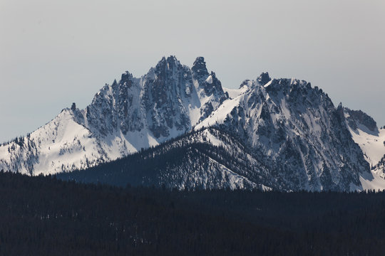 Sawtooth Mountains with Snow