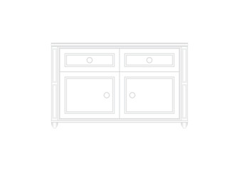 Front view of a luxurious white office table in white isolated background