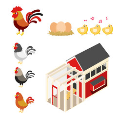 chicken coop illustration set