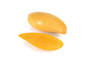 Yellow mango isolated on white background (mango, fruit, juice)