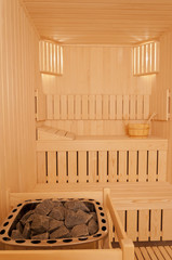 Fototapeta na wymiar Steam room, natural wood sauna