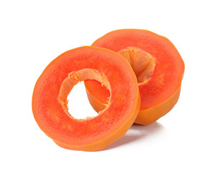 papaya and slice isolated on white background