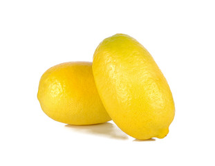 Ripe yellow lemon isolated on white background