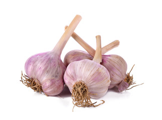 Fresh young garlic isolated on white background
