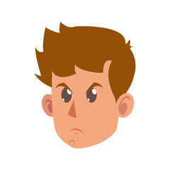 character face head boy angry vector illustration