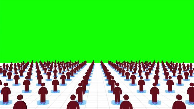 3d animation of people network linking sharing information and connecting together in internet or telecommunication social media concept with chroma key green screen background 4k.