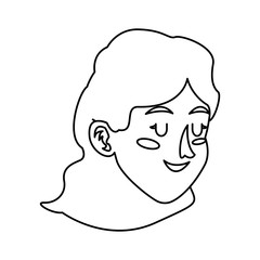 character face woman young outline vector illustration