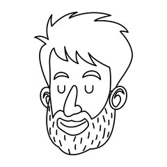 avatar face man beard close eyes outline vector illustration