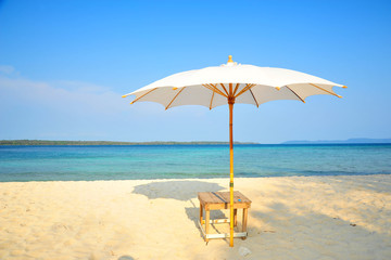 Beach Chairs on Summer Beach 