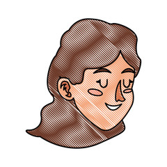 drawing character face woman close eyes vector illustration